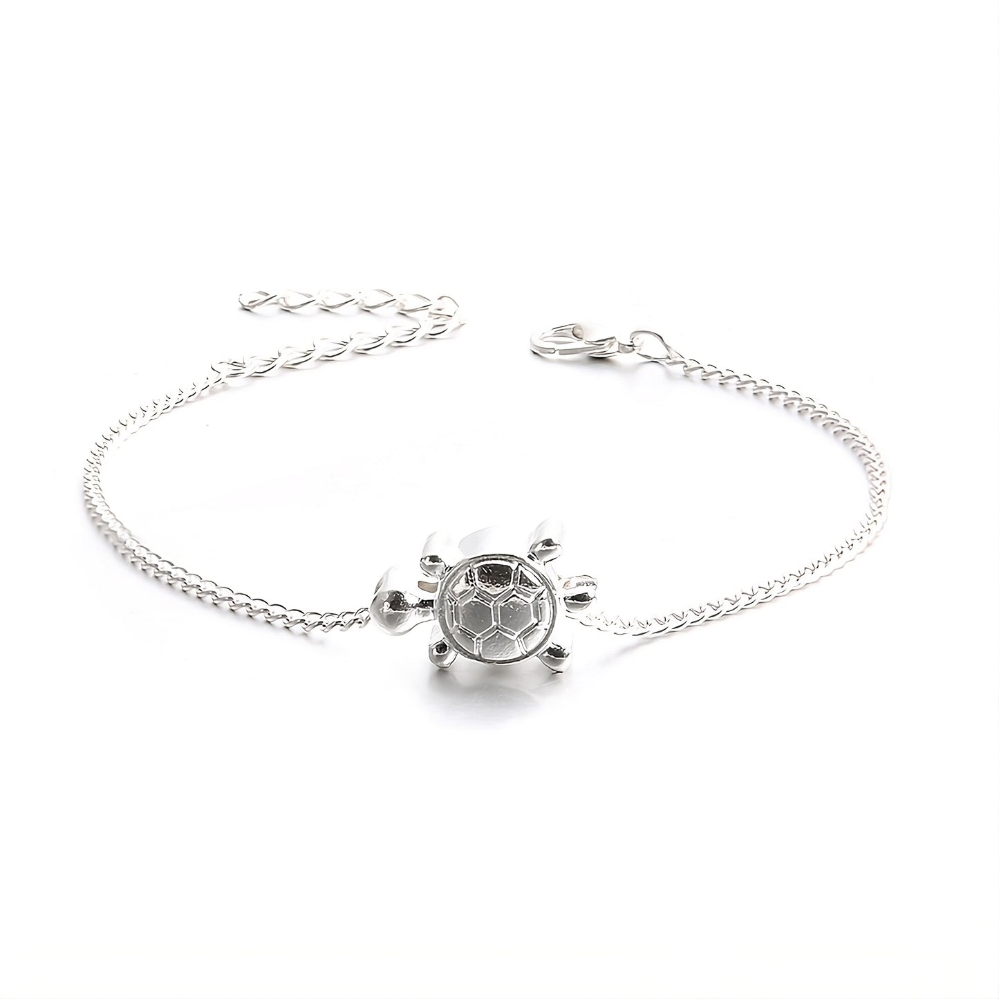 Chained Turtle Pendant Sterling Silver Anklet