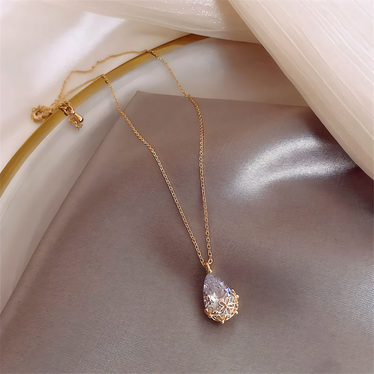 Natural Zircon Crystal Drop Necklace