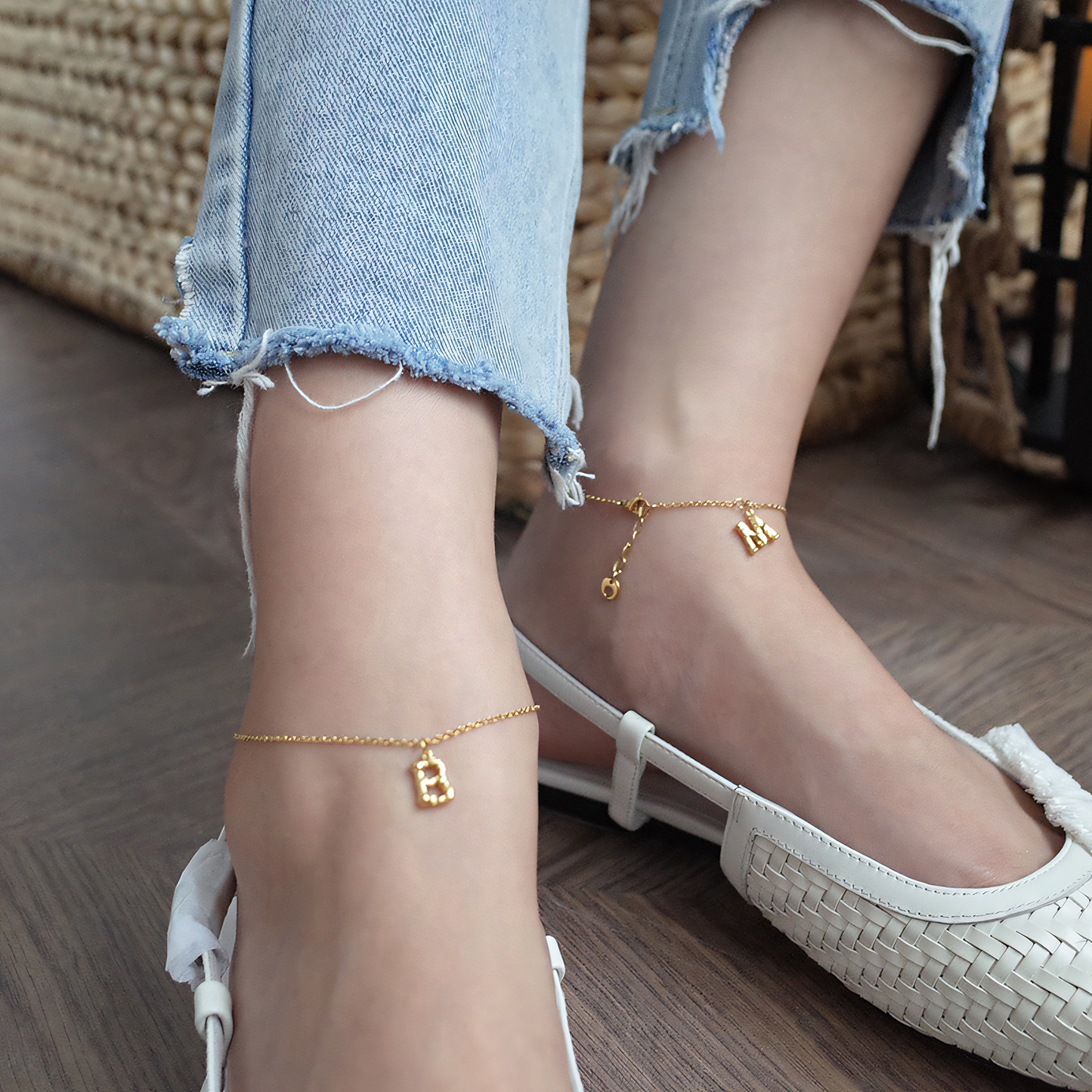 14 Karat Gold-Plated Custom Letter Anklet