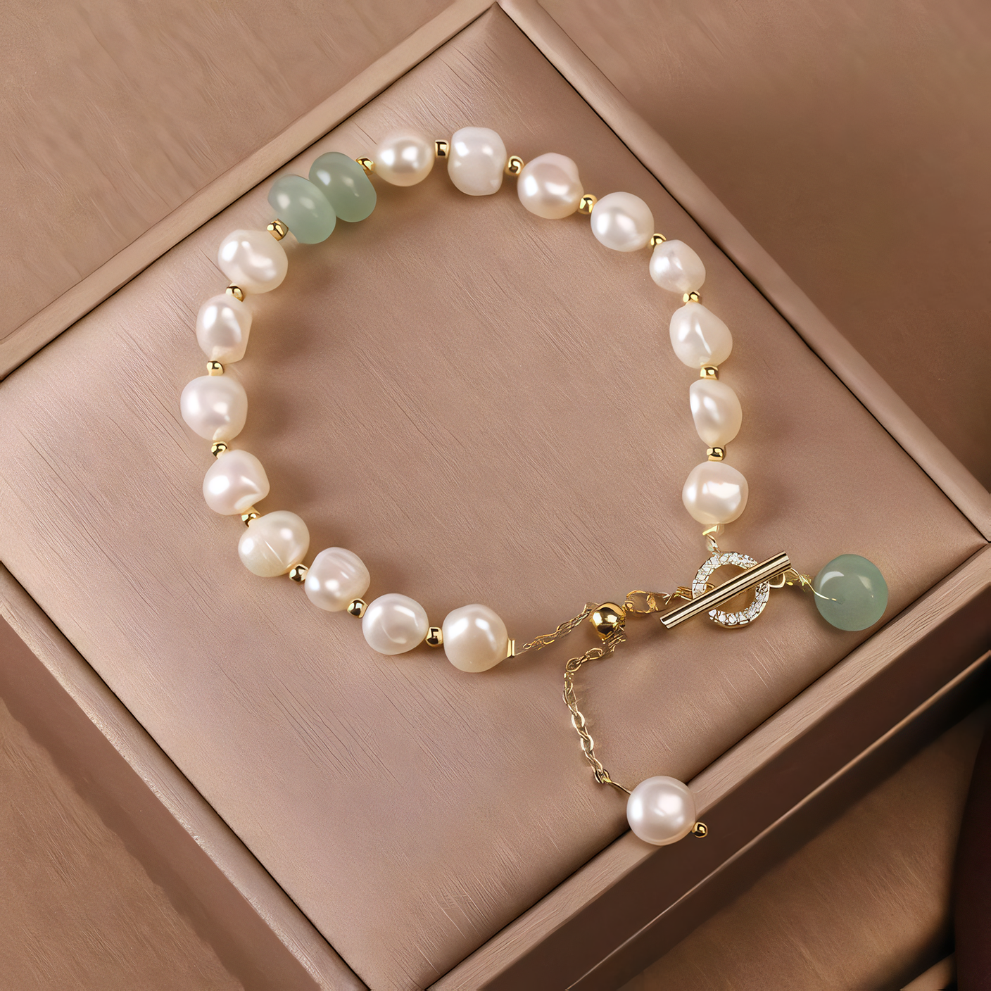 Gold-Plated Sterling Silver Faux Pearl Bracelet