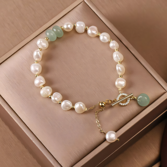 Gold-Plated Sterling Silver Faux Pearl Bracelet