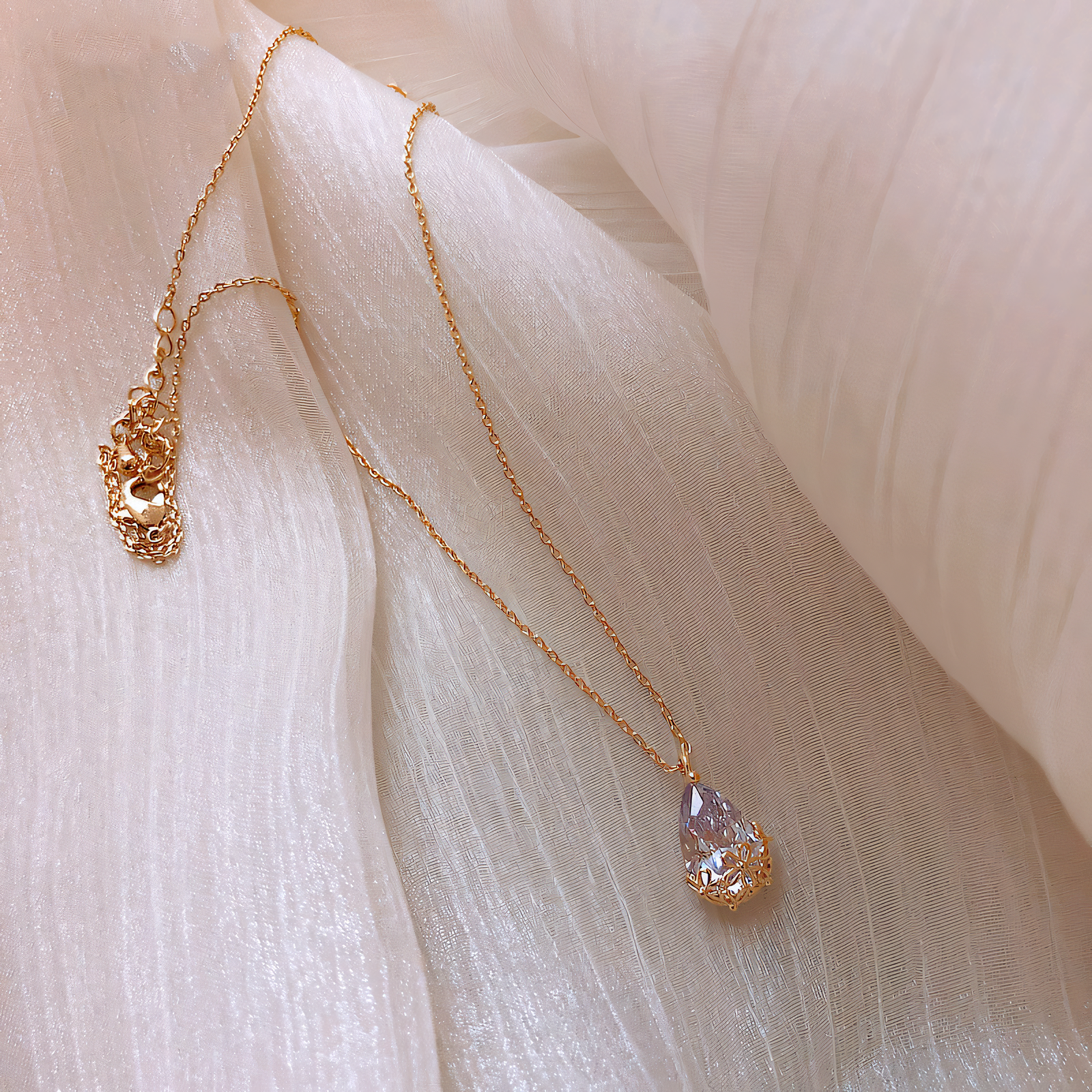 Natural Zircon Crystal Drop Necklace