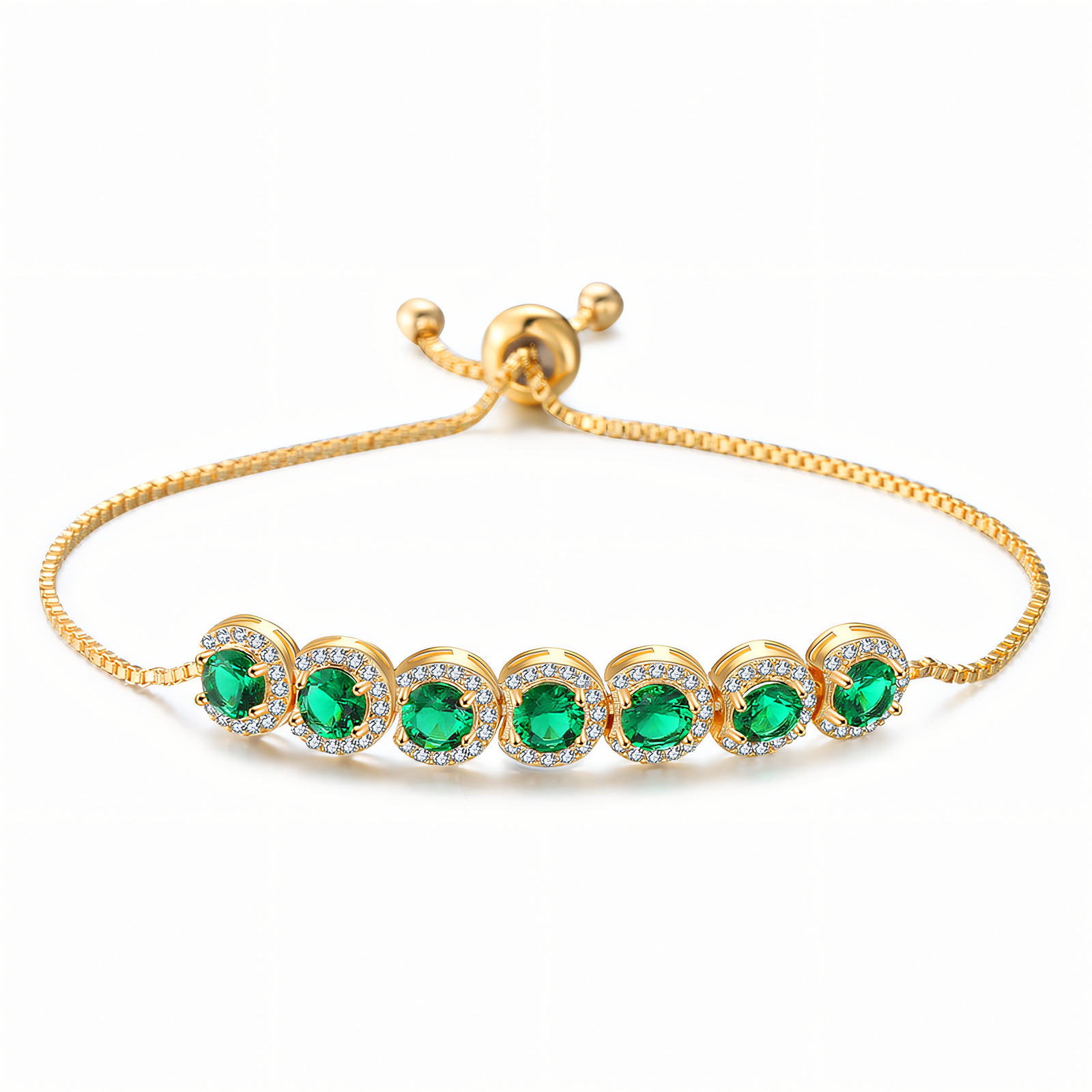 Gold-Plated Green Zircon Bracelet