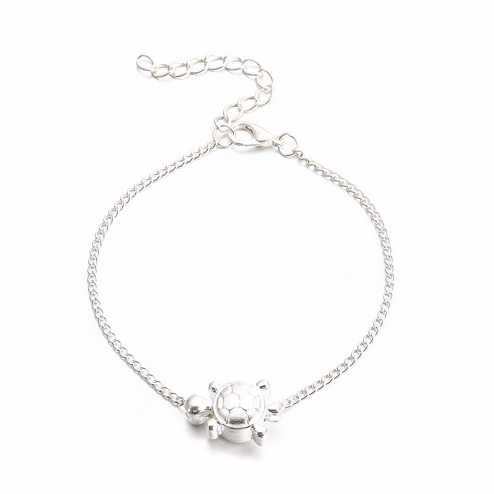 Chained Turtle Pendant Sterling Silver Anklet
