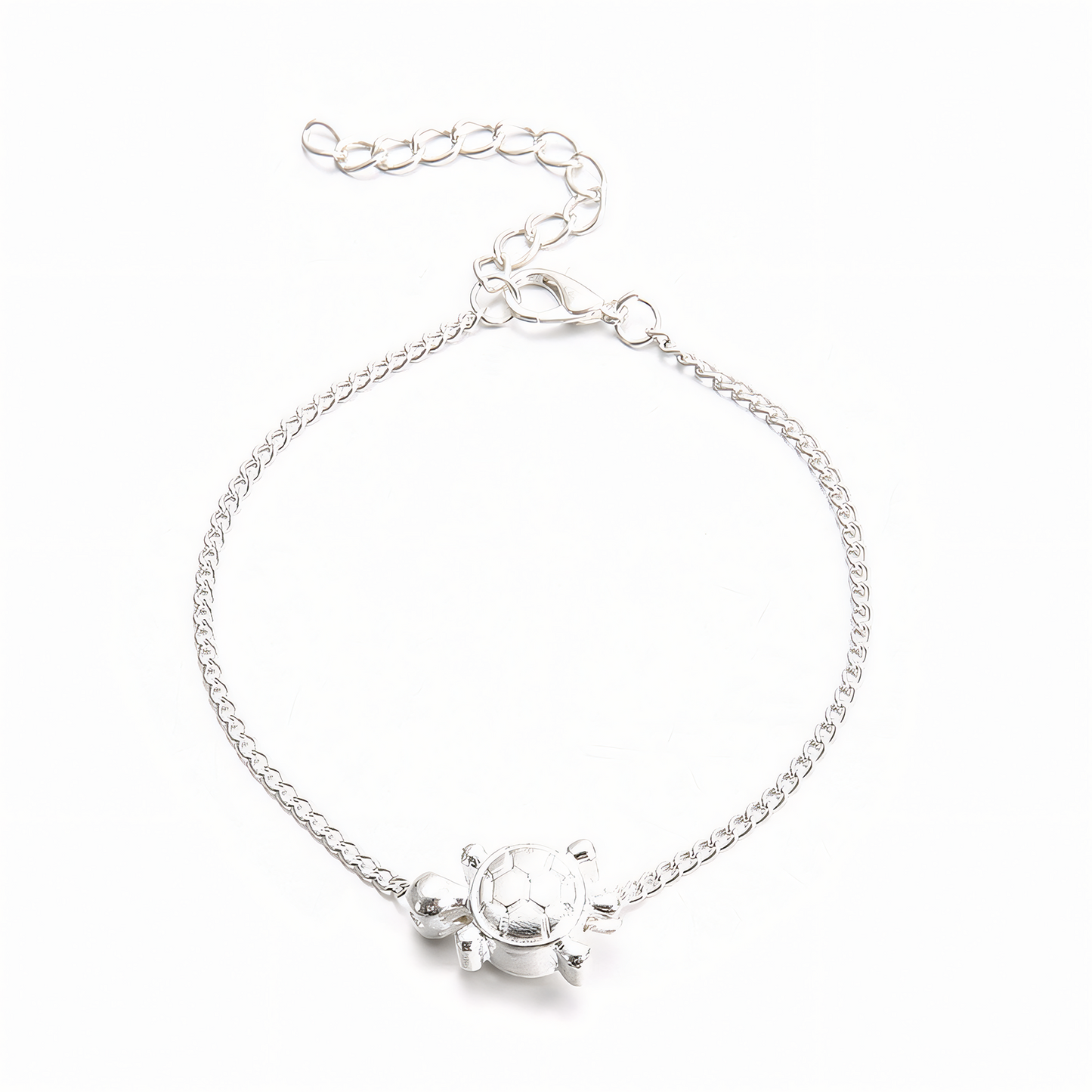 Chained Turtle Pendant Sterling Silver Anklet