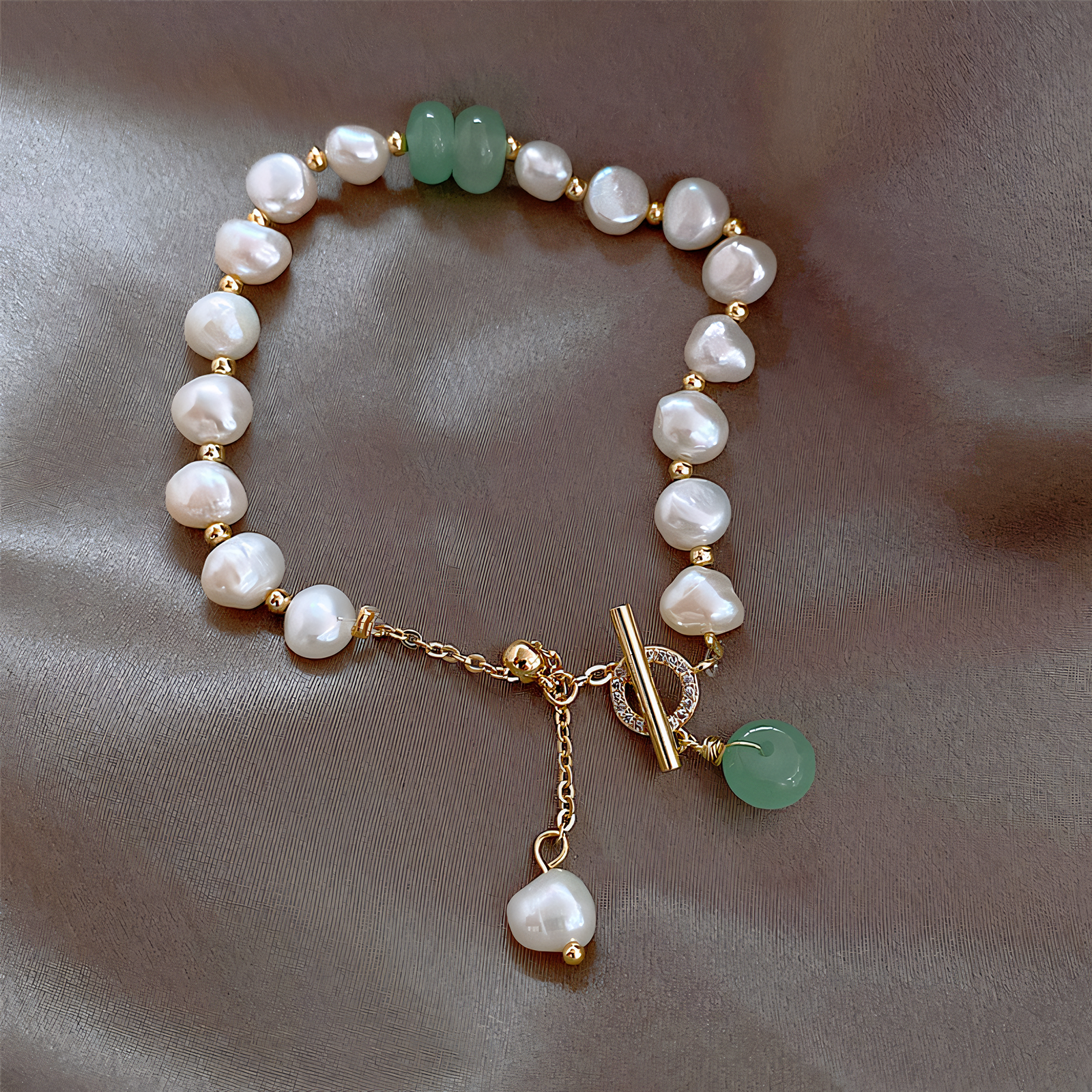 Gold-Plated Sterling Silver Faux Pearl Bracelet