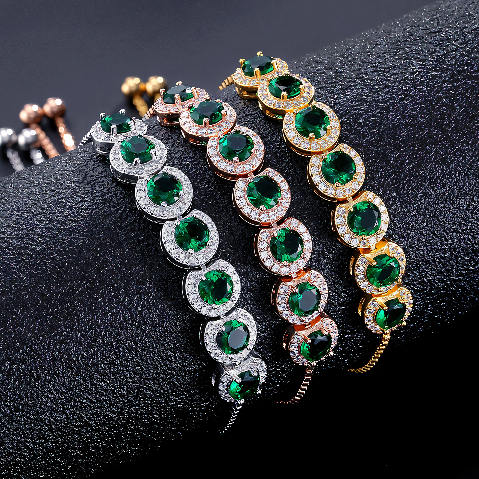 Gold-Plated Green Zircon Bracelet