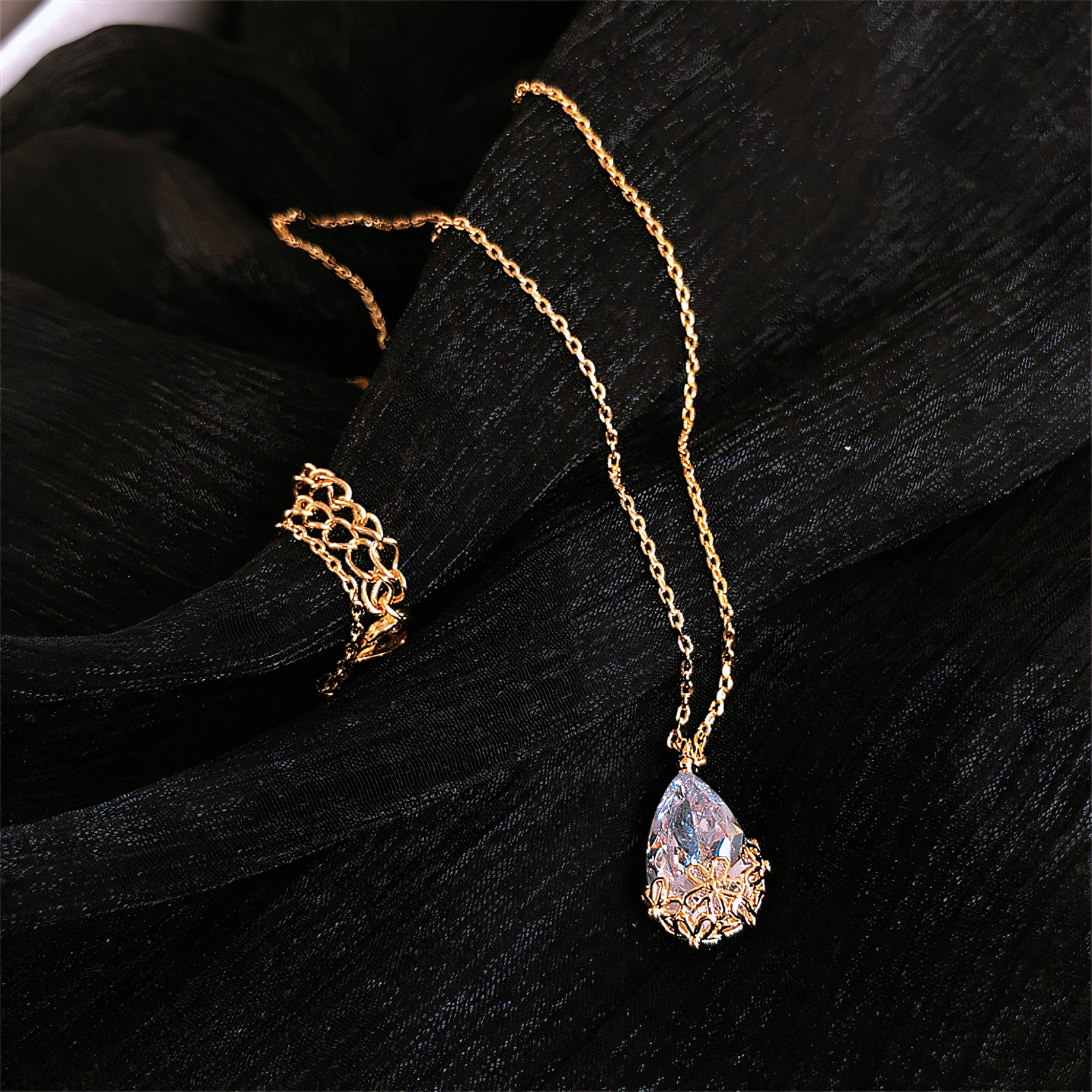 Natural Zircon Crystal Drop Necklace