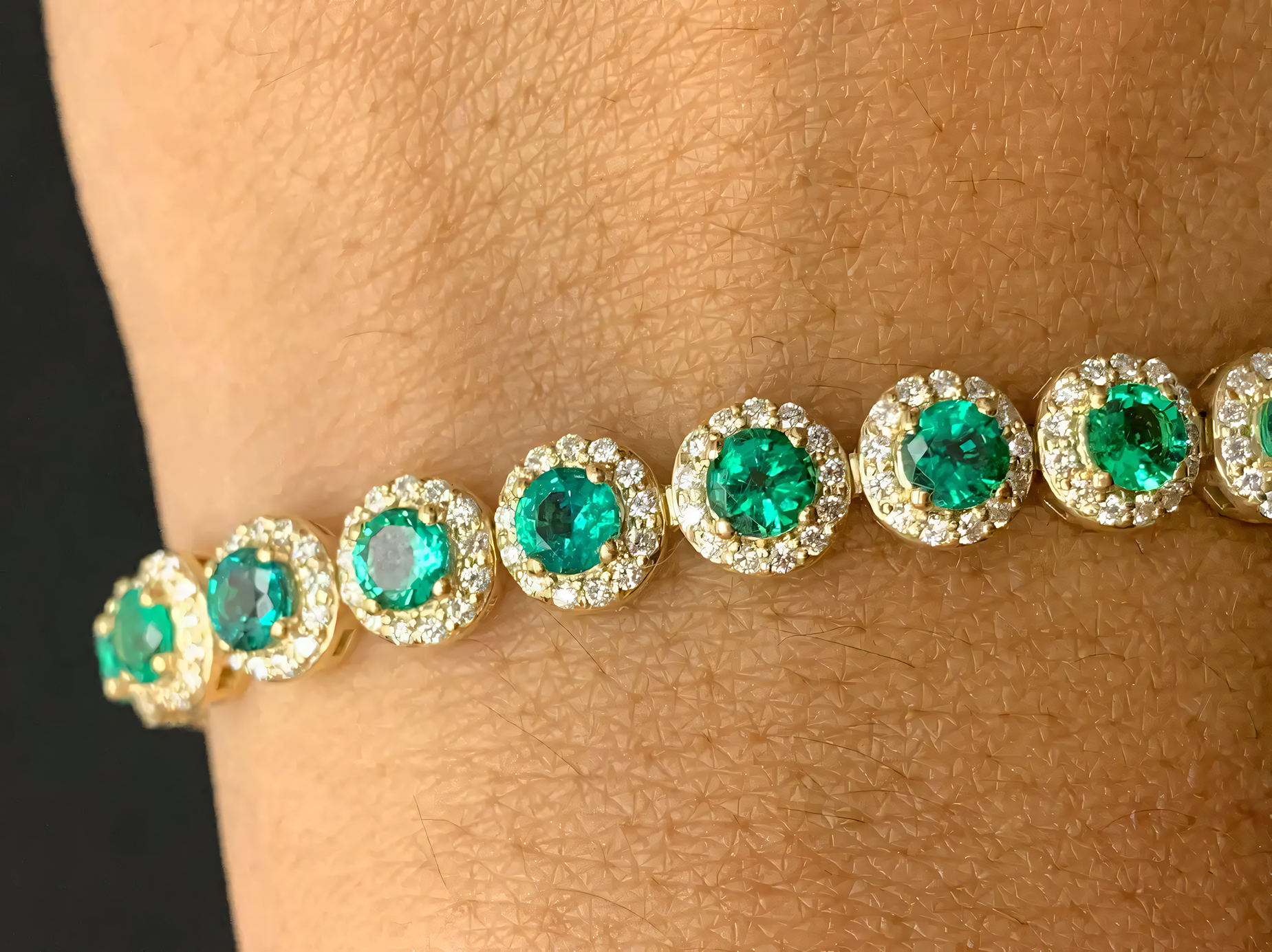 Gold-Plated Green Zircon Bracelet