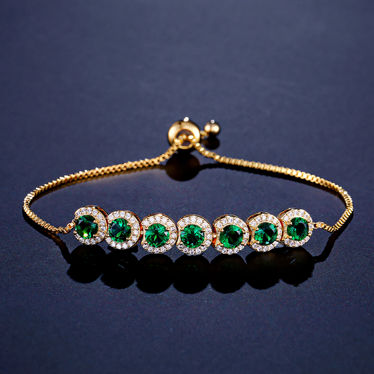Gold-Plated Green Zircon Bracelet