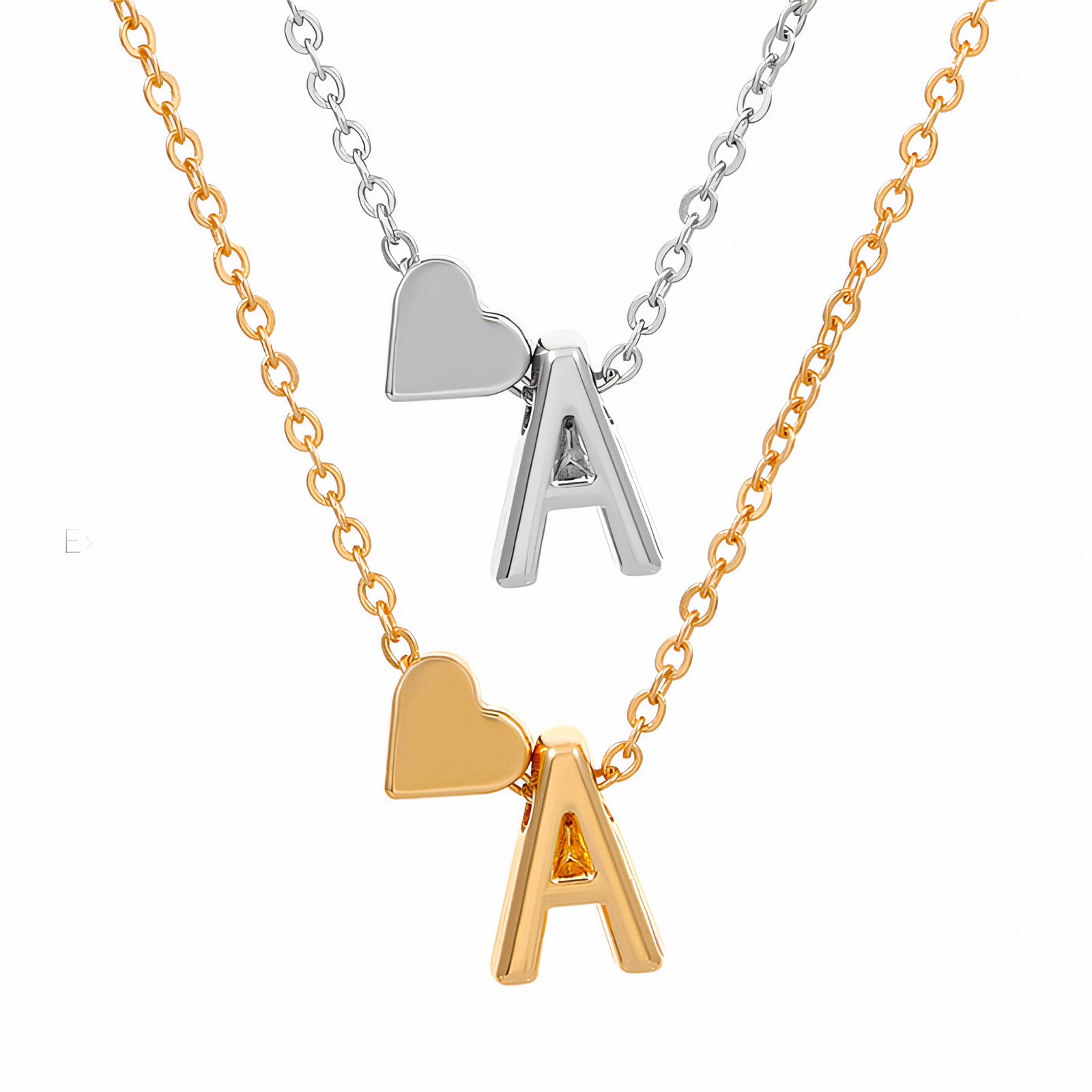 Heart and Custom Letter Pendant Necklace