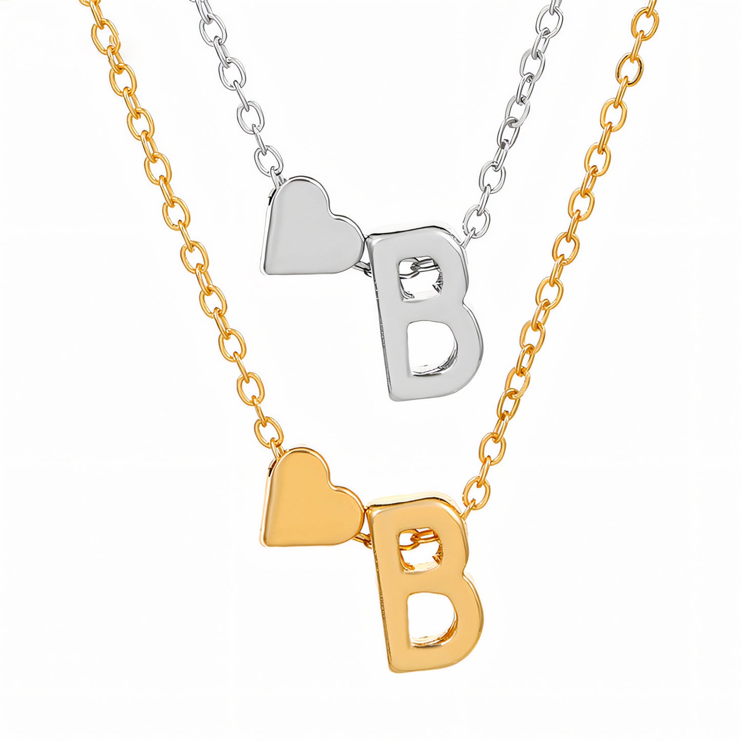 Heart and Custom Letter Pendant Necklace