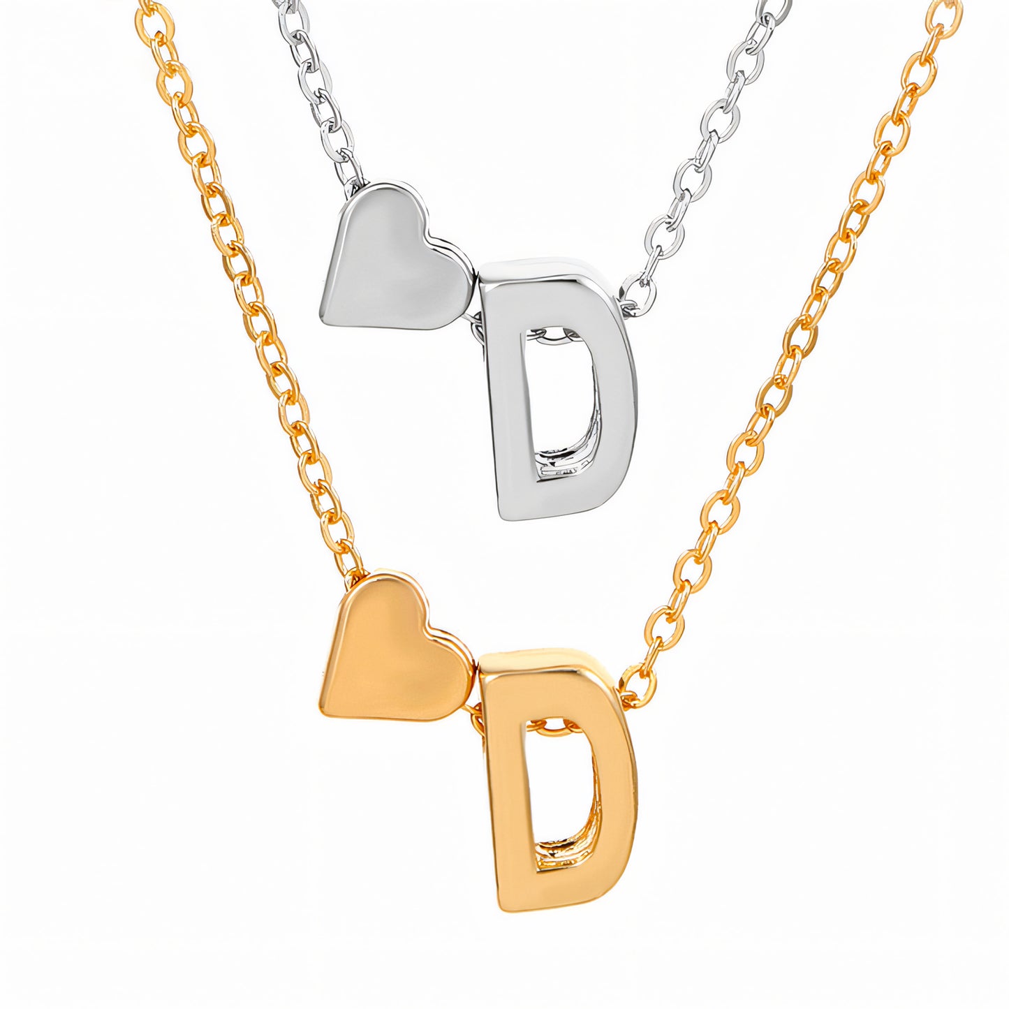 Heart and Custom Letter Pendant Necklace