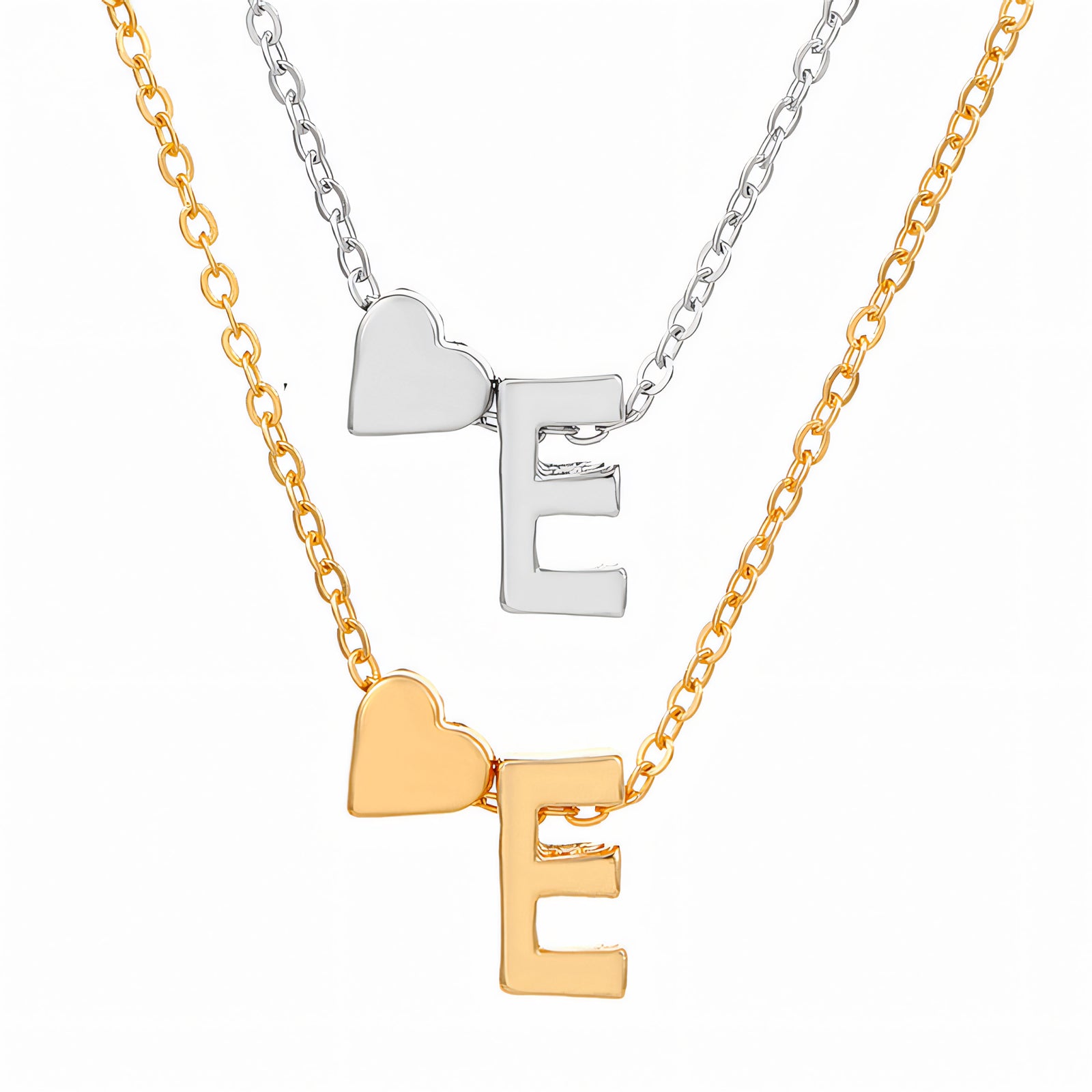 Heart and Custom Letter Pendant Necklace