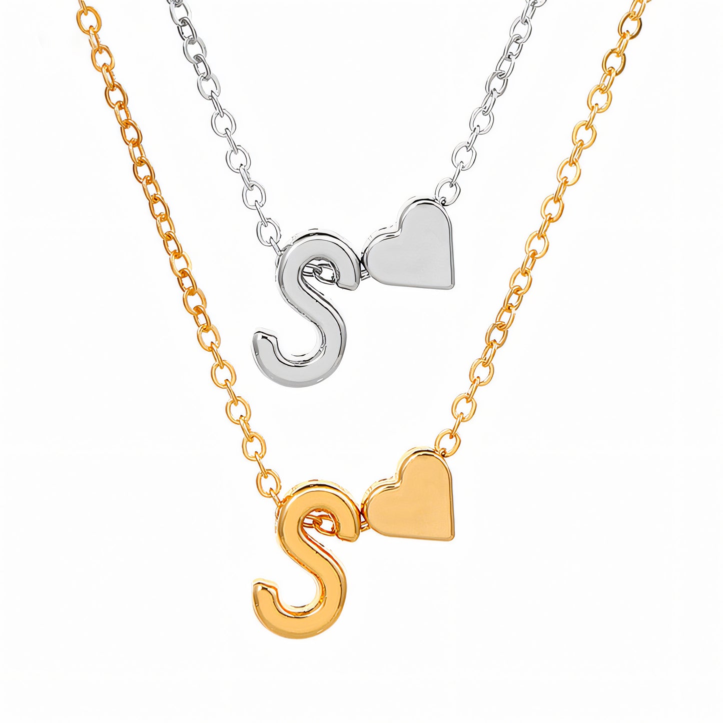 Heart and Custom Letter Pendant Necklace