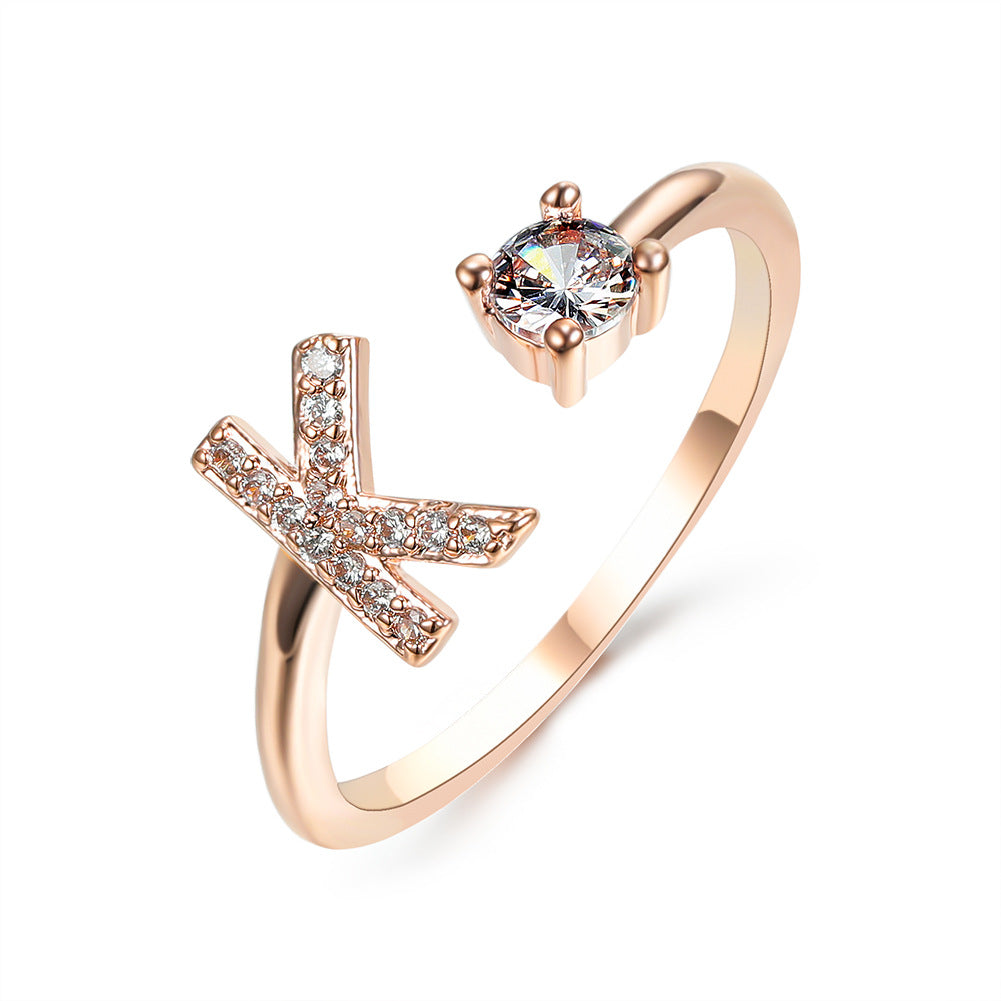 Zircon Studded Custom Letter Ring