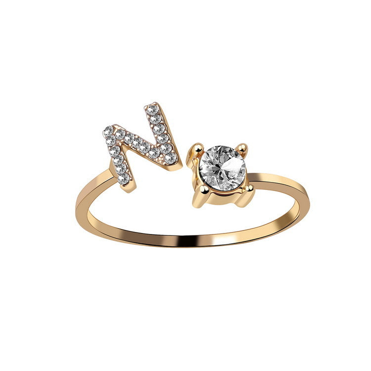 Zircon Studded Custom Letter Ring