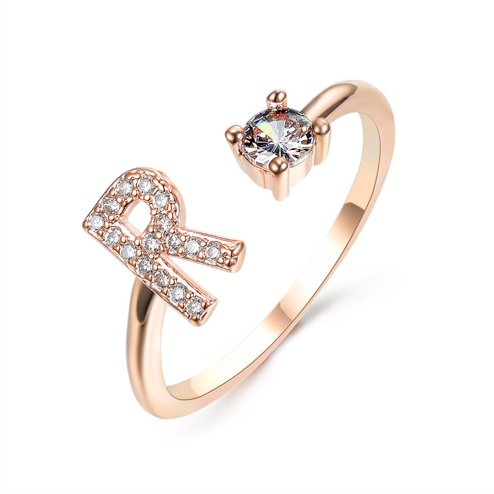 Zircon Studded Custom Letter Ring