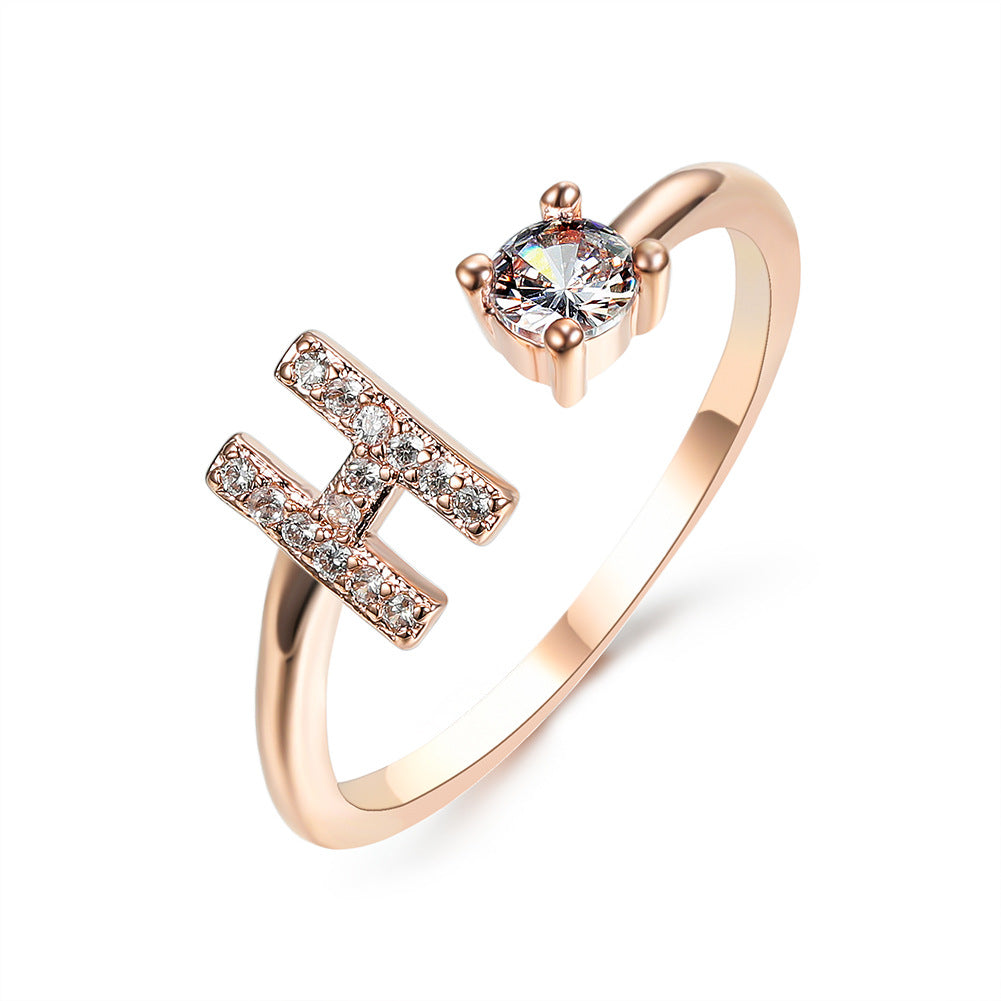 Zircon Studded Custom Letter Ring