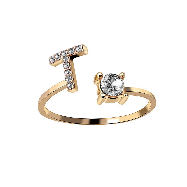 Zircon Studded Custom Letter Ring