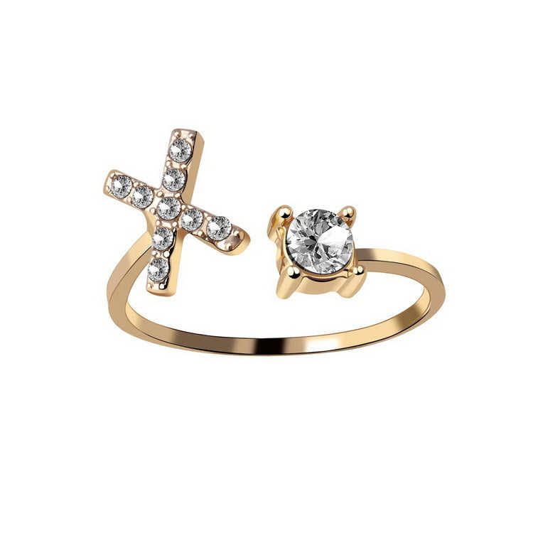 Zircon Studded Custom Letter Ring