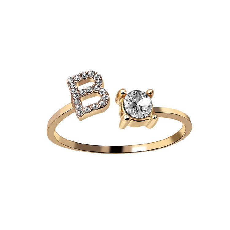 Zircon Studded Custom Letter Ring