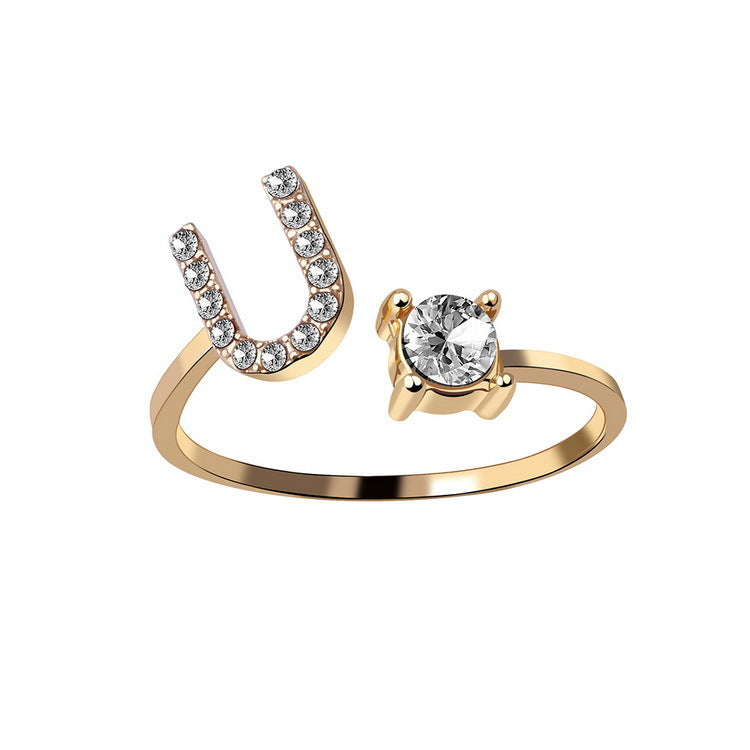 Zircon Studded Custom Letter Ring