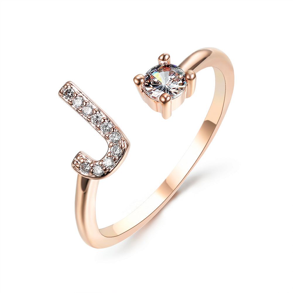 Zircon Studded Custom Letter Ring