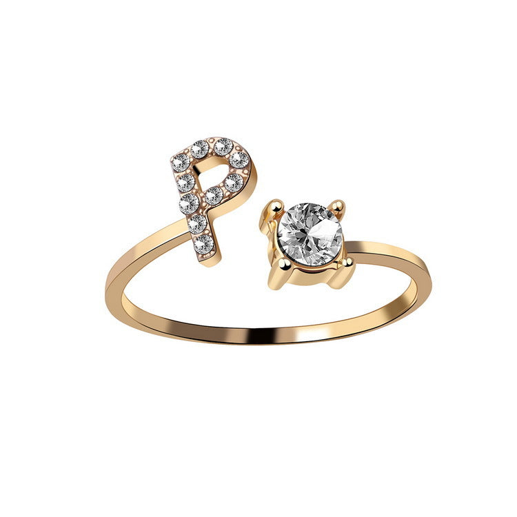 Zircon Studded Custom Letter Ring