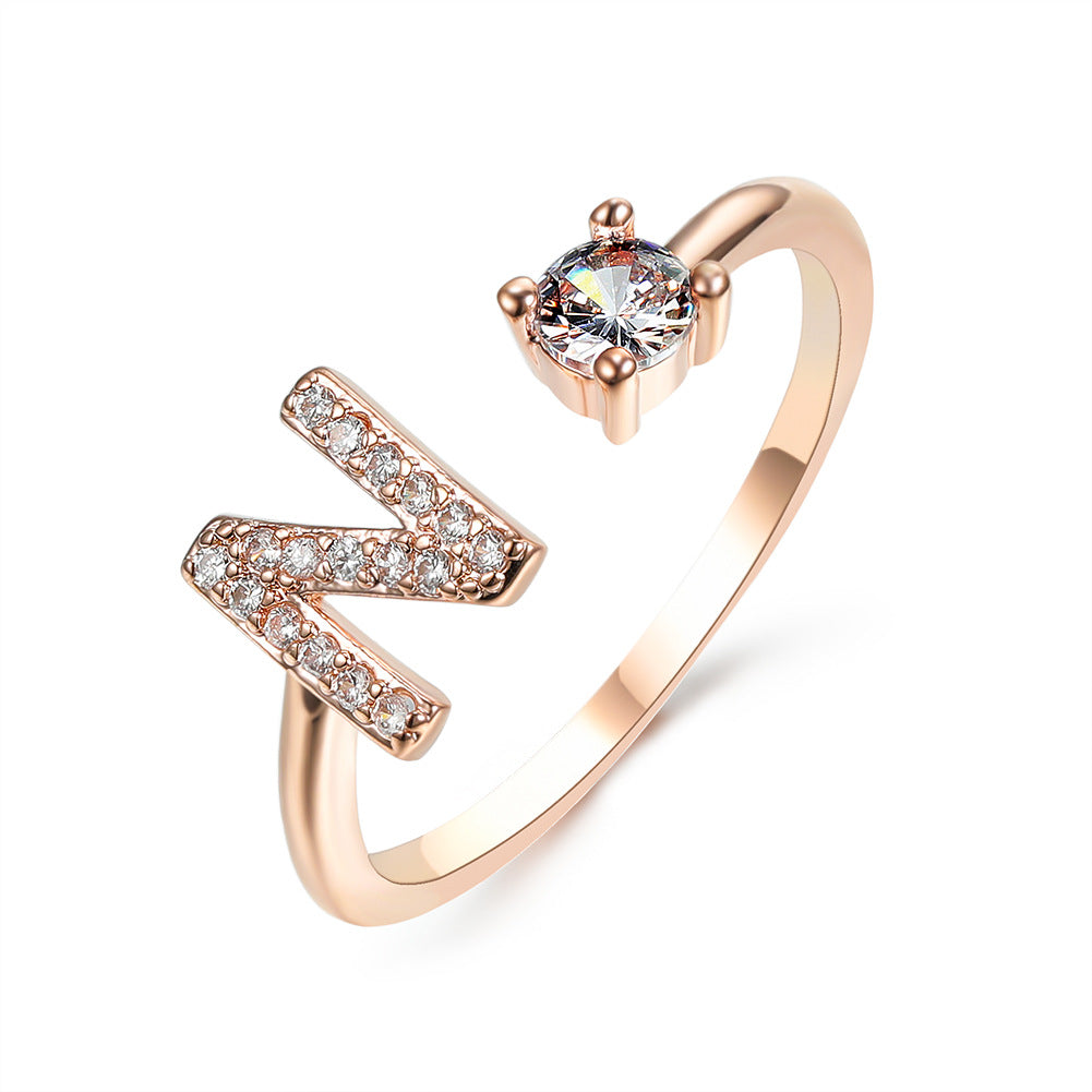 Zircon Studded Custom Letter Ring