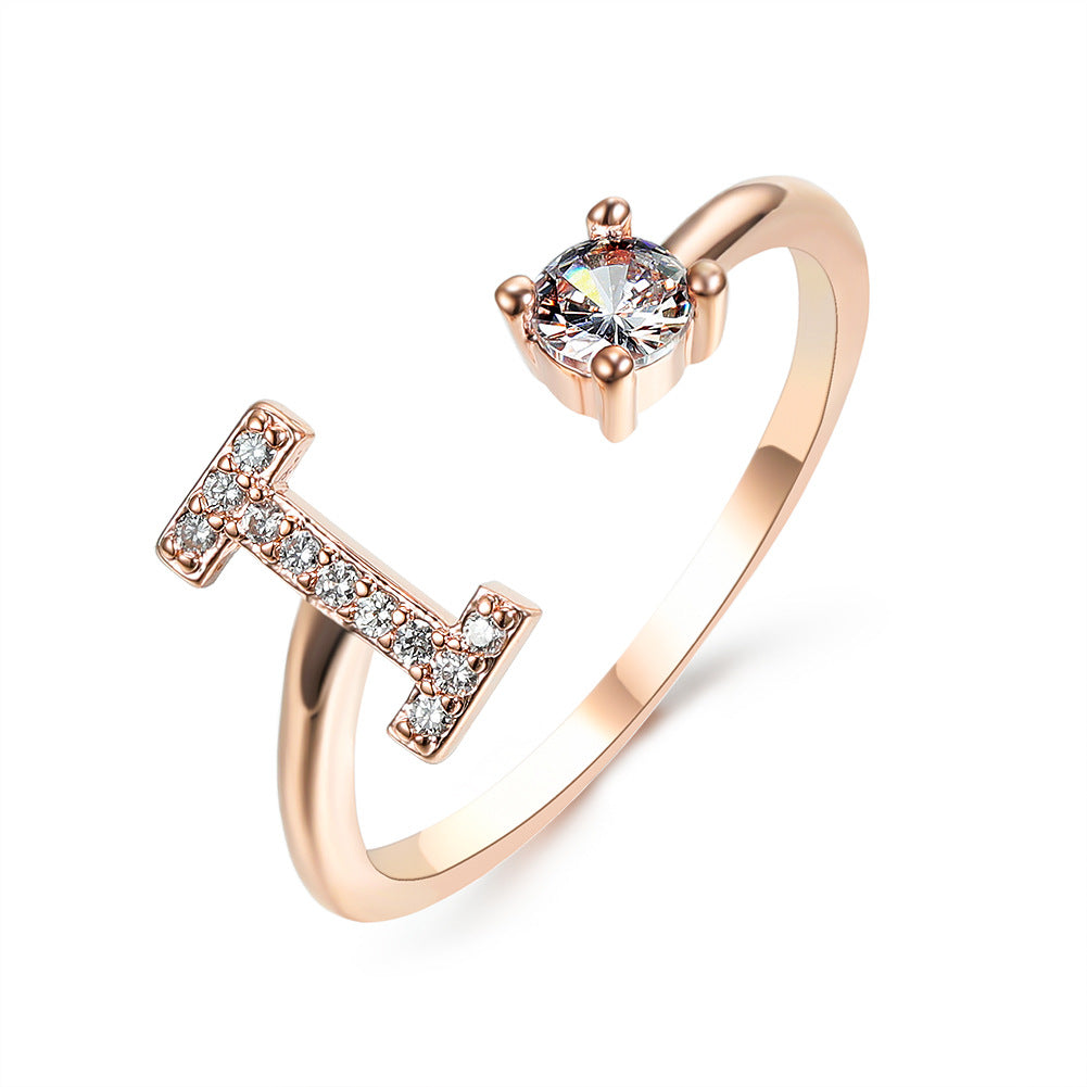 Zircon Studded Custom Letter Ring