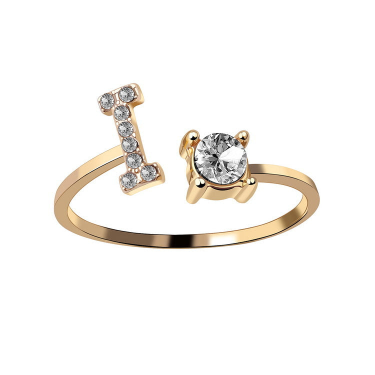 Zircon Studded Custom Letter Ring