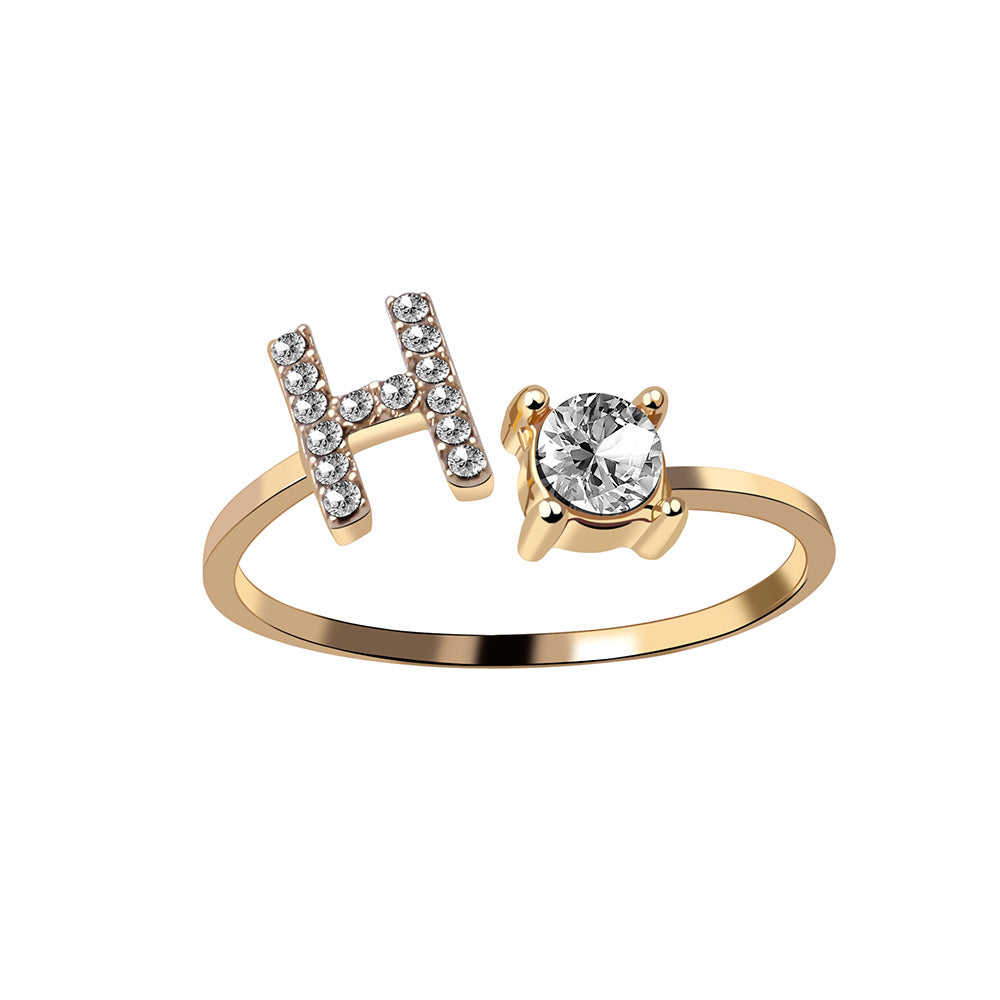 Zircon Studded Custom Letter Ring