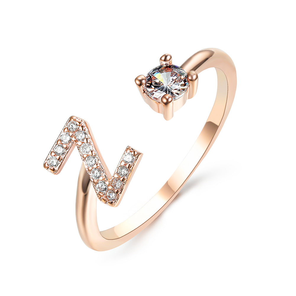 Zircon Studded Custom Letter Ring